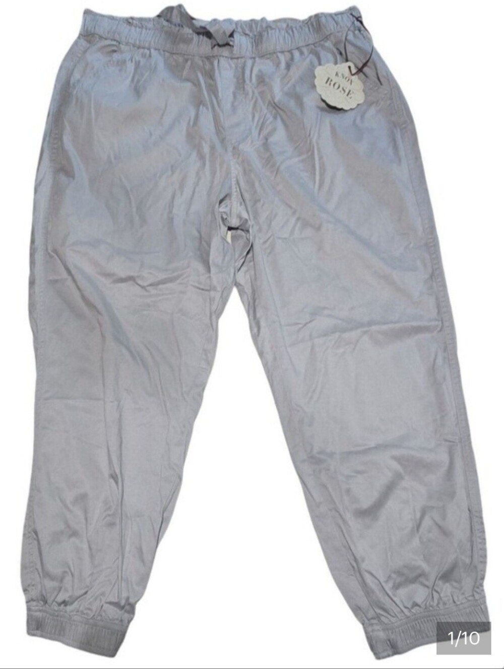 Knox Rose Light Gray Elastic Waist Jogger Pants Boho Cottagecore Baggy Lightweig - Picture 11 of 11